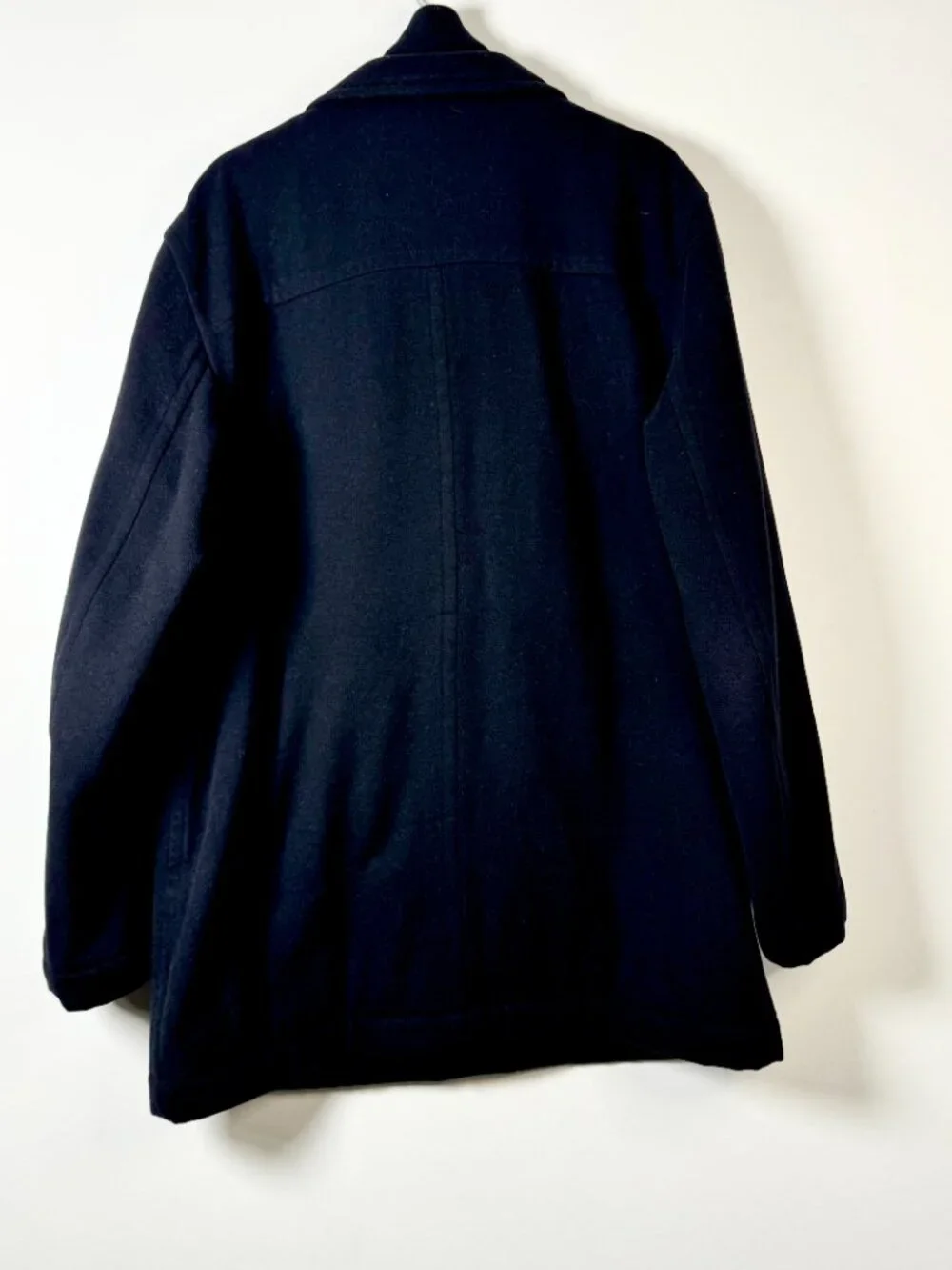 Hugo Boss Men's Coxtan Wool Cashmere Blend Black Coat with Knit Collar Sz L